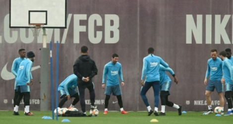 Les joueurs du Barça préparent la finale de la Coupe du Roi au centre d'entraînement Joan Gamper, en banlieue de Barcelone, le 24 mai 2019.