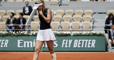 Caroline Wozniacki éliminée par la Russe Veronika Kudermetova à Roland-Garros, le 27 mai 2019.