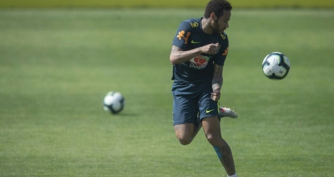 L'attaquant vedette Neymar lors d'une séance d'entraînement avec l'équipe du Brésil à Teresopolis, le 1er juin 2019.