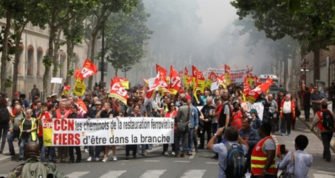 Manifestation de cheminots contre la réforme de la SNCF, le 4 juin 2019 à Paris.