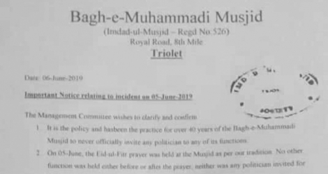 La Bagh-e-Muhammadi Mosque a émis un communiqué qui contredit le ministre du Travail.