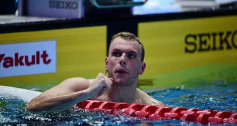 Le champion olympique australien du 100 m nage libre, Kyle Chalmers, à l'issue de la finale aux Championnats pan-pacifiques, à Tokyo, le 10 août 2018.