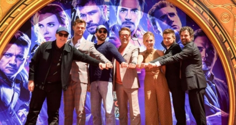 L'équipe du film «Avengers: Endgame» à Hollywood pour laisser ses empreintes de mains dans le ciment du Chinese Theatre, le 23 avril.