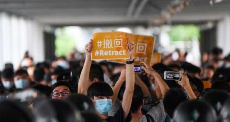 Manifestation contre le projet de loi sur l'extradition à Hong Kong, le 13 juin 2019.