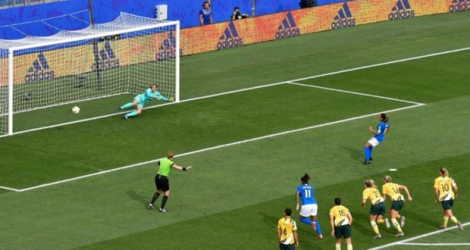Le Brésil reste sur une défaite devant l'Australie, malgré l'ouverture du score, sur penalty, par Marta, le 13 juin 2019 à La Mosson.