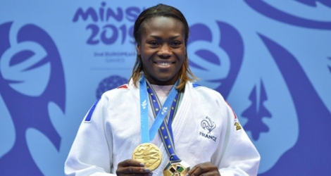 La Française Clarisse Agbegnenou sacrée championne aux Jeux européens de judo à Minsk, le 23 juin 2019.