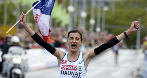 La Française Christelle Daunay sacrée championne d'Europe de marathon à Zurich le 16 août 2014.