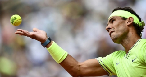 L'Espagnol Rafael Nadal lors de sa finale face à l'Autrichien Dominic Thiem, à Roland-Garros, le 9 juin 2019.