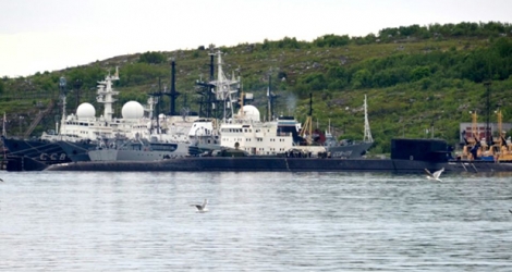 Un sous-marin non identifié dans le port de Severomorsk, dans l'Arctique russe, le 2 juillet 2019.