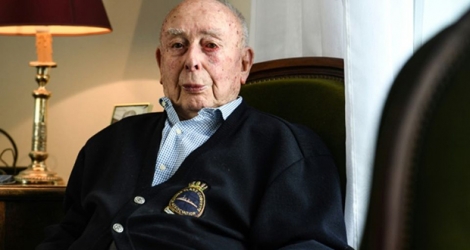 Georges Ménage, ancien marin membre des Forces navales françaises libres, qui avait participé au Débarquement en Normandie en 1944, le 24 mai 2019 à Saint-Brieuc.
