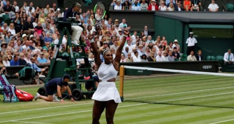 La championne américaine Serena Williams victorieuse de sa compatriote Alison Riske à Wimbledon, le 9 juillet 2019.
