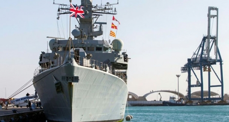 Le navire de guerre britannique HMS Montrose dans le port de Limassol (Chypre) le 3 février 2014.