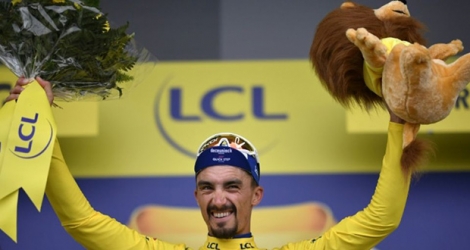 Le Français Julian Alaphilippe après la 15e étape du Tour de France le 21 juillet 2019.