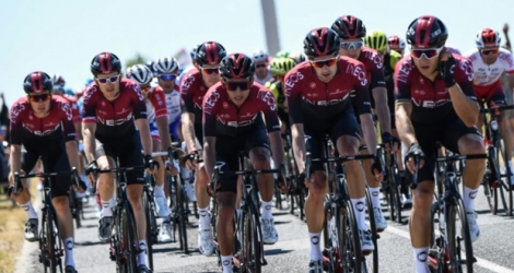 L'équipe cycliste britannique Ineos lors de la 4e étape du Tour de France entre Reims et Nancy, le 9 juillet 2019.
