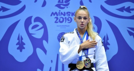 La jeune Ukrainienne Daria Bilodid, déjà sacrée en -48 kg aux Jeux européens de Minsk le 22 juin 2019, a confirmé aux Mondiaux de Tokyo Photo Sergei GAPON . AFP
