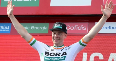 L'Irlandais Sam Bennett s'impose au sprint à Alicante lors de la 3e étape du Tour de France le 26 août 2019.