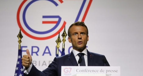 Le président français Emmanuel Macron le 26 août 2019 à Biarritz.