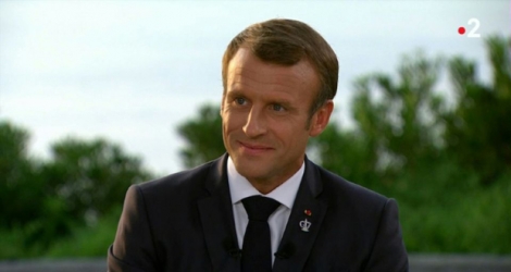 Le président Emmanuel Macron lors de l'entretien accordé à France 2, au terme du G7 de Biarritz, le 26 août 2019.