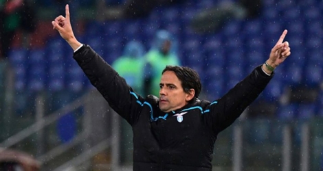 L'entraîneur de la Lazio Simone Inzaghi lors du amtch face à l'Atalanta à Rome le 15 mai 2019.