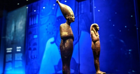 Statuettes visibles pour l'exposition «Toutânkhamon, le Trésor du Pharaon» à Paris, photographiées en mars 2019.