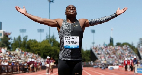 L'Américain Christian Coleman vainqueur du 100 m au meeting de Stanford, en Californie, le 30 juin 2019.