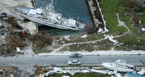 Vue aérienne des dégâts provoqués par l'ouragan Dorian à Marsh Harbour, dans l'archipel des Bahamas, le 5 septembre 2019.