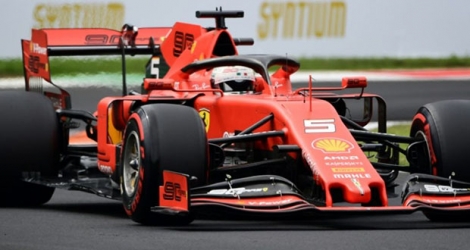 L'Allemand Sebastian Vettel (Ferrari) lors de la 3e séance d'essais libres du GP d'Italie, à Monza, le 7 septembre 2019.