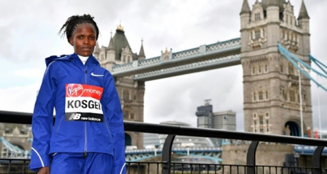 La Kenyanne Brigid Kosgei au Maraton de Londres le 25 avril 2019.