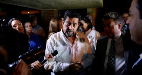 L'opposant vénézuélien Edgar Zambrano après sa libération de prison, le 17 septembre 2019 à Caracas. Zambrano, the vice president of the National Assembly.