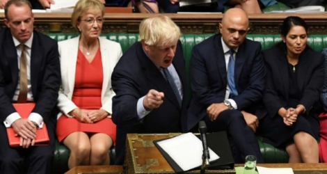 Photo diffusée par le Parlement britannique : le Premier ministre Boris Johnson à la Chambre des Communes le 25 septembre 2019.