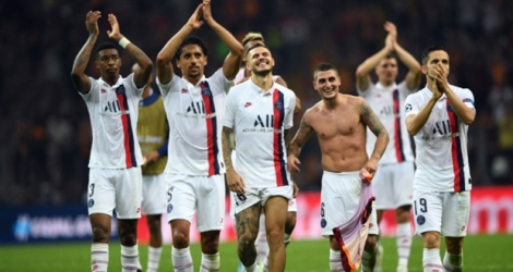 Les joueurs parisiens célèbrent leur victoire sur Galatasaray, le 1er octobre 2019 à Istanbul, lors de la 2e journée de Ligue des Champions.