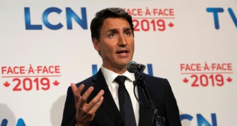 Le Premier ministre sortant Justin Trudeau lors de son premier débat télévisé de la campagne, le 2 octobre à Montréal.