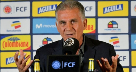 Le sélectionneur de la Colombie Carlos Queiroz en conférence de presse à Bogota le 27 août 2019.