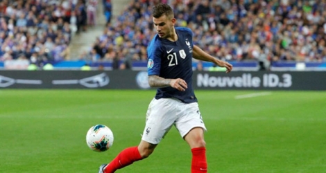 Le Français Lucas Hernandez lors de la réception de l'Albanie au Stade de France le 7 septembre 2019.