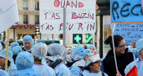 Manifestation d'infirmiers à Paris le 7 novembre 2019.