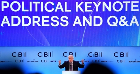 Le Premier ministre britannique Boris Johnson à la conférence annuelle de la Confederation of British Industry (CBI), principale organisation patronale, à Londres le 18 novembre 2019.