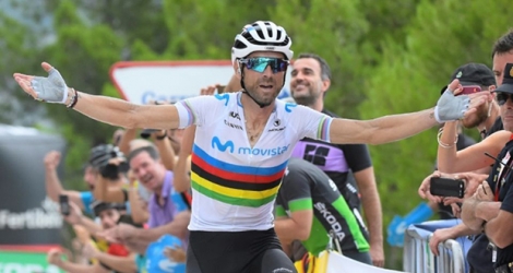 L'Espagnol Alejandro Valverde remporte la 7e étape du Tour d'Espagne, à Mas de la Costa le 30 août 2019.