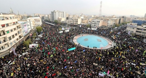 Rassemblement massif d'Iraniens pro-gouvernement dans la capitale iranienne Téhéran le 25 novembre 2019.