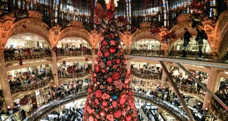 L'arbre de Noël aux Galeries Lafayette, le 20 novembre 2019 à Paris.