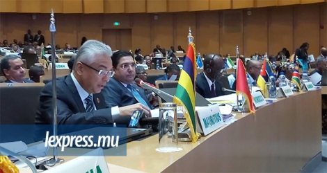 Pravind Jugnauth prenant la parole lors du Sommet Union africaine, à Addis-Abeba, en Éthiopie, ce lundi 10 février 2020.