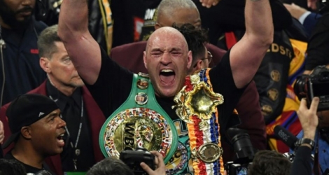 Le boxeur britannique Tyson Fury remporte le combat contre son rival américain Deontay Wilder en 7 rounds, le 22 février 2020 à Las Vegas Photo Mark RALSTON. AFP