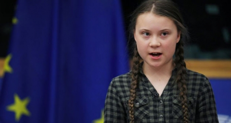 La militante environnementaliste suédoise Greta Thunberg au Parlement européen de Strasbourg (France) le 16 avril 2019.