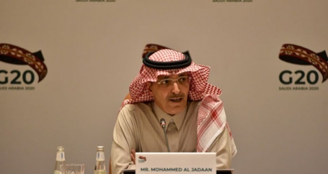 Le ministre saoudien des Finances, Mohammed al-Jadaan lors du G20 à Riyadh le 23 février 2020.