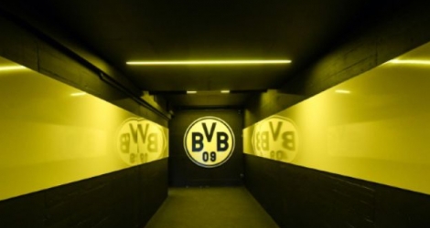Le tunnel menant au terrain du Signal Iduna Park de Dortmund le 5 mai 2020 à Dortmund Photo Ina FASSBENDER. AFP