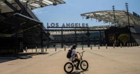 Le Banc of California Stadium, stade de l'équipe de football du Los Angeles FC le 9 mai 2020 Photo Apu GOMES. AFP