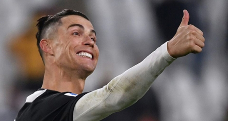 Cristiano Ronaldo, heureux après avoir marqué avec la Juve contre Cagliari, le 6 janvier 2020 au Juventus stadium à Turin en Italie. 