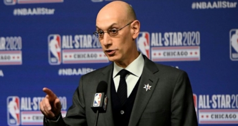 Le patron de la NBA, Adam Silver, lors d'une conférence de presse à Chicago, le 15 février 2020 Photo Stacy Revere. AFP
