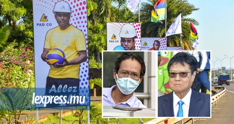 Fin juillet 2019, des panneaux de PAD CO encourageaient ses athlètes employés pour les JIOI. Juillet 2020, Alain et Phlippe Hao Thyn Voon semblent plutôt découragés…