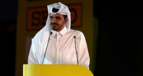 Le cheikh Joaan ben Hamad al-Thani, président du comité olympique qatari, lors de la cérémonie d'ouverture des Mondiaux d'athlétisme de Doha, le 27 septembre 2019 Photo KARIM JAAFAR. AFP