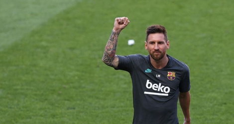 L'attaquant argentin de Barcelone, Lionel Messi, lors de l'entraînement de l'équipe à la veille du quart de finale de la Ligue des champions face au Bayern Munich, à Lisbonne, le 13 août 2020.